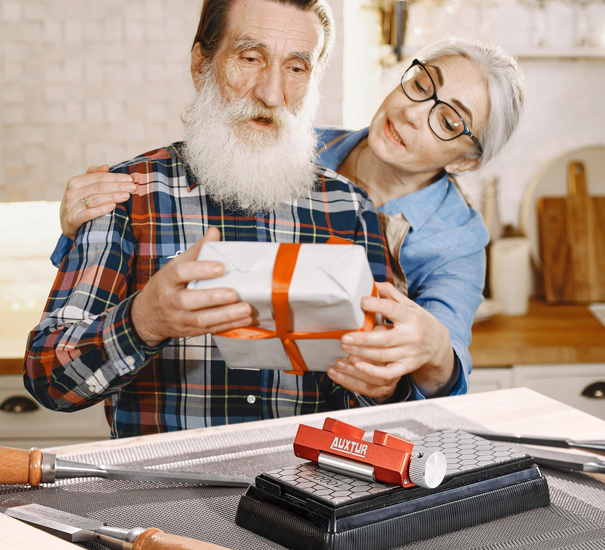 AUXTUR Sharpening Stone with Honing Guide Tool Set for Woodworking,Flattening Stone,Complete Sharpening System Woodworking Tools for Chisel Sharpening and Plane Restoration(guide+stone) AUXTUR