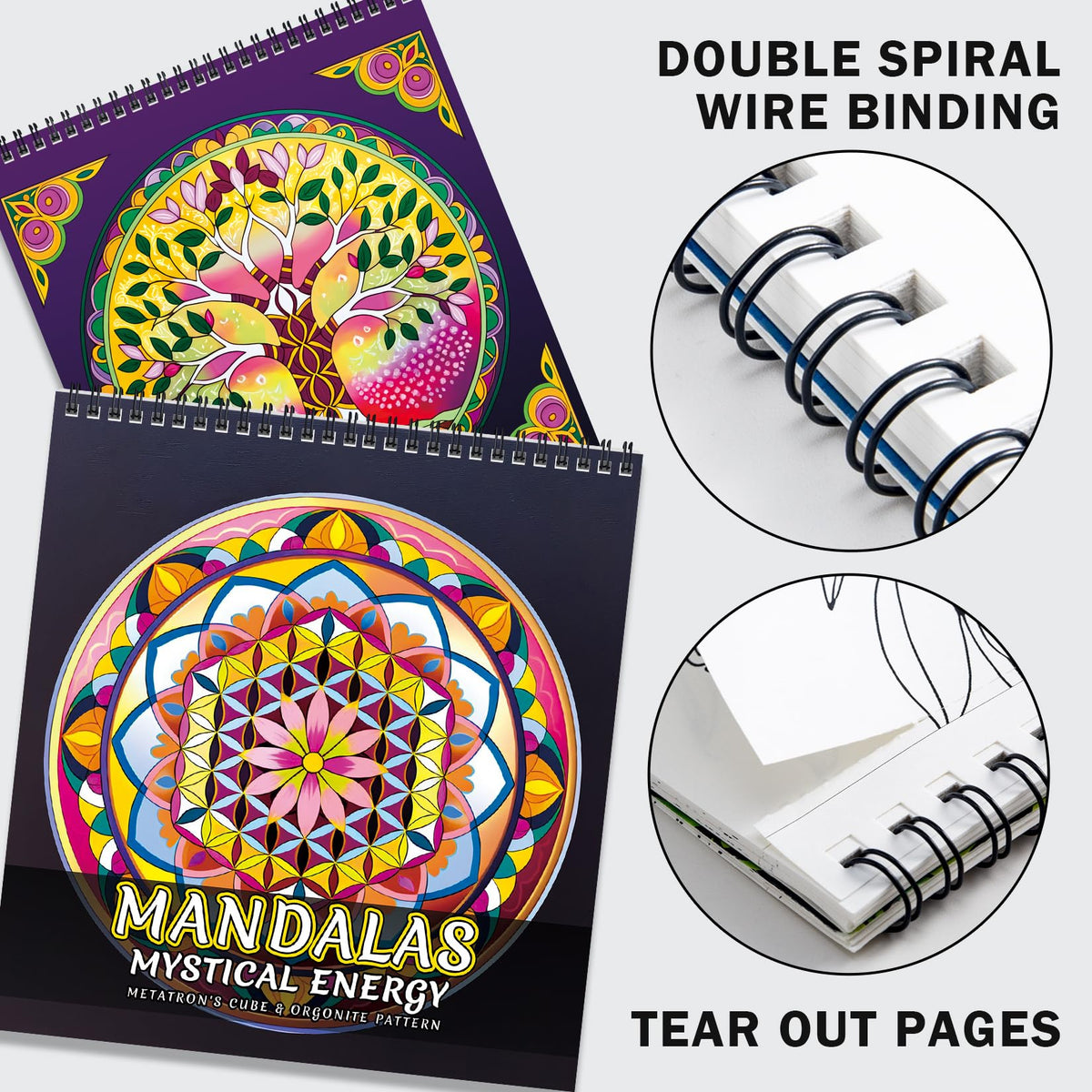 FUN LAVIE Adult Coloring Book 32 Sacred Geometry Mandala Coloring Books for Adults Relaxation and Stress Relief, Featuring Flower of Life, Metatron's Cube & Mindfulness Orgonite Patterns, Spiral Bound FUN LAVIE