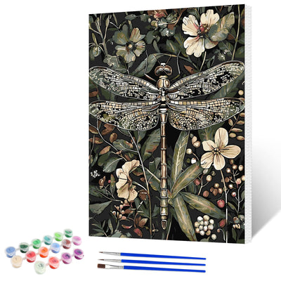 NAIMOER Dragonfly Paint by Numbers Kits for Adults Beginner with Wooden Framed, Color by Numbers on Canvas Painting Kits for Adults, Easy Paint DIY Acrylic for Home Wall Decor 12X16 Inch