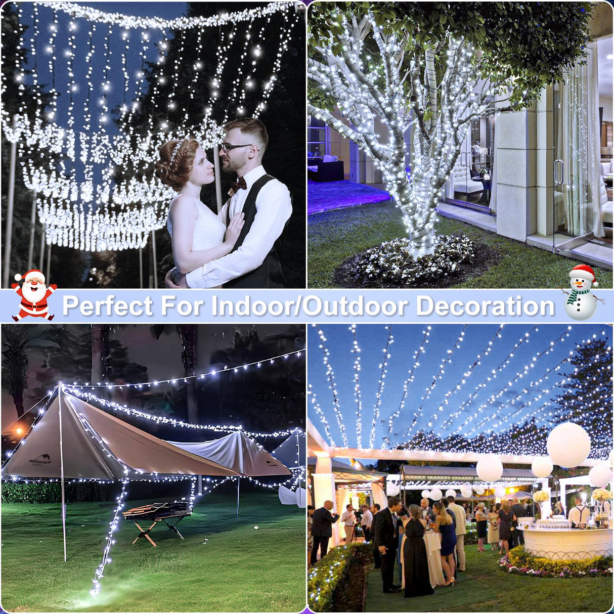 100FT 300 LED Christmas Tree Lights, Christmas Lights Outdoor with 8 Modes Waterproof, Green Wire Plug in String Twinkle Lights for Indoor House Patio Weeding Holiday Decorations, White Nielfoi
