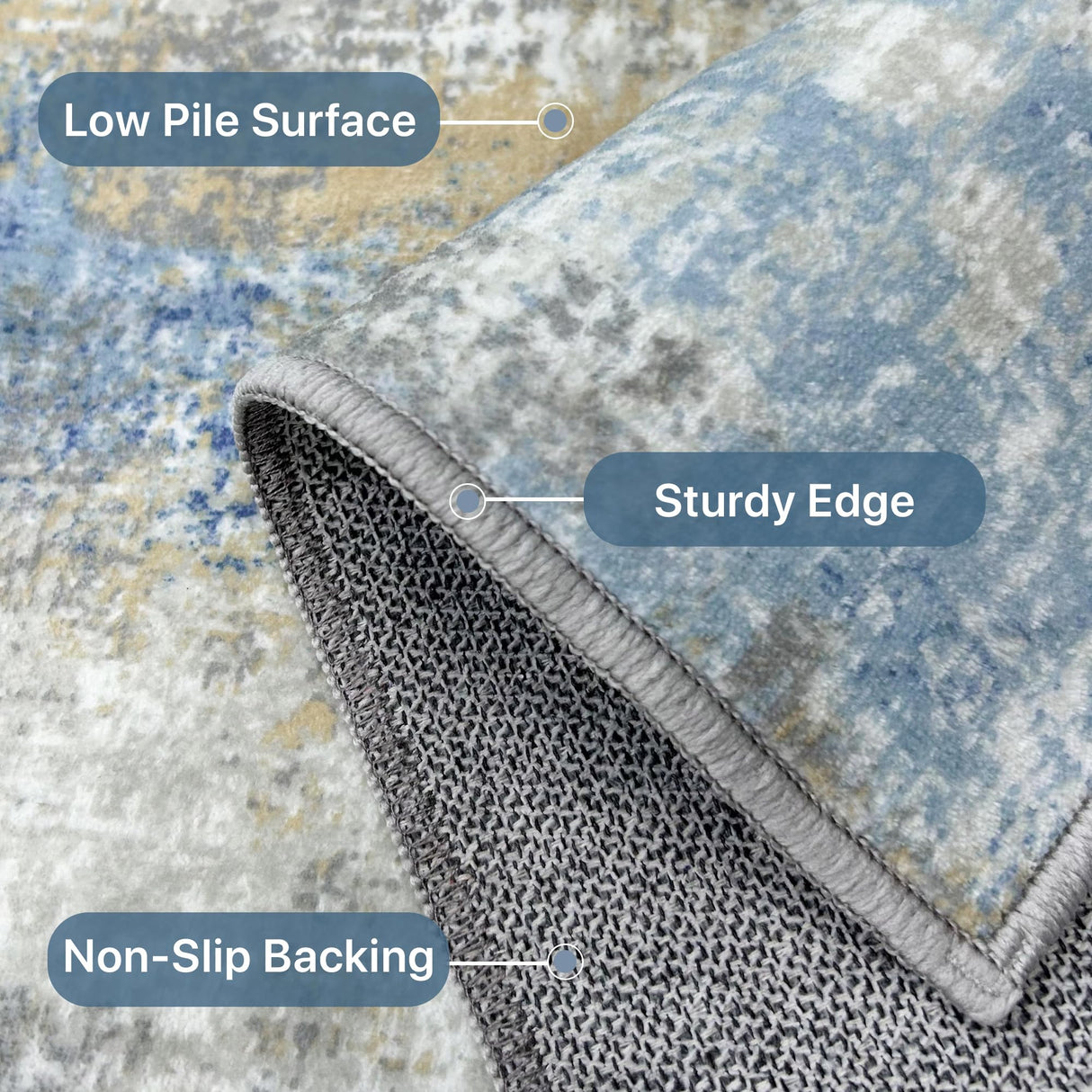 BEIMO Runner Rug for Hallway Kitchen 2x6 Machine Washable Runners Rug for Entryway, Blue Cream Soft Modern Abstract Throw Rugs, Floor Carpet with Non Slip Rubber Backing BEIMO