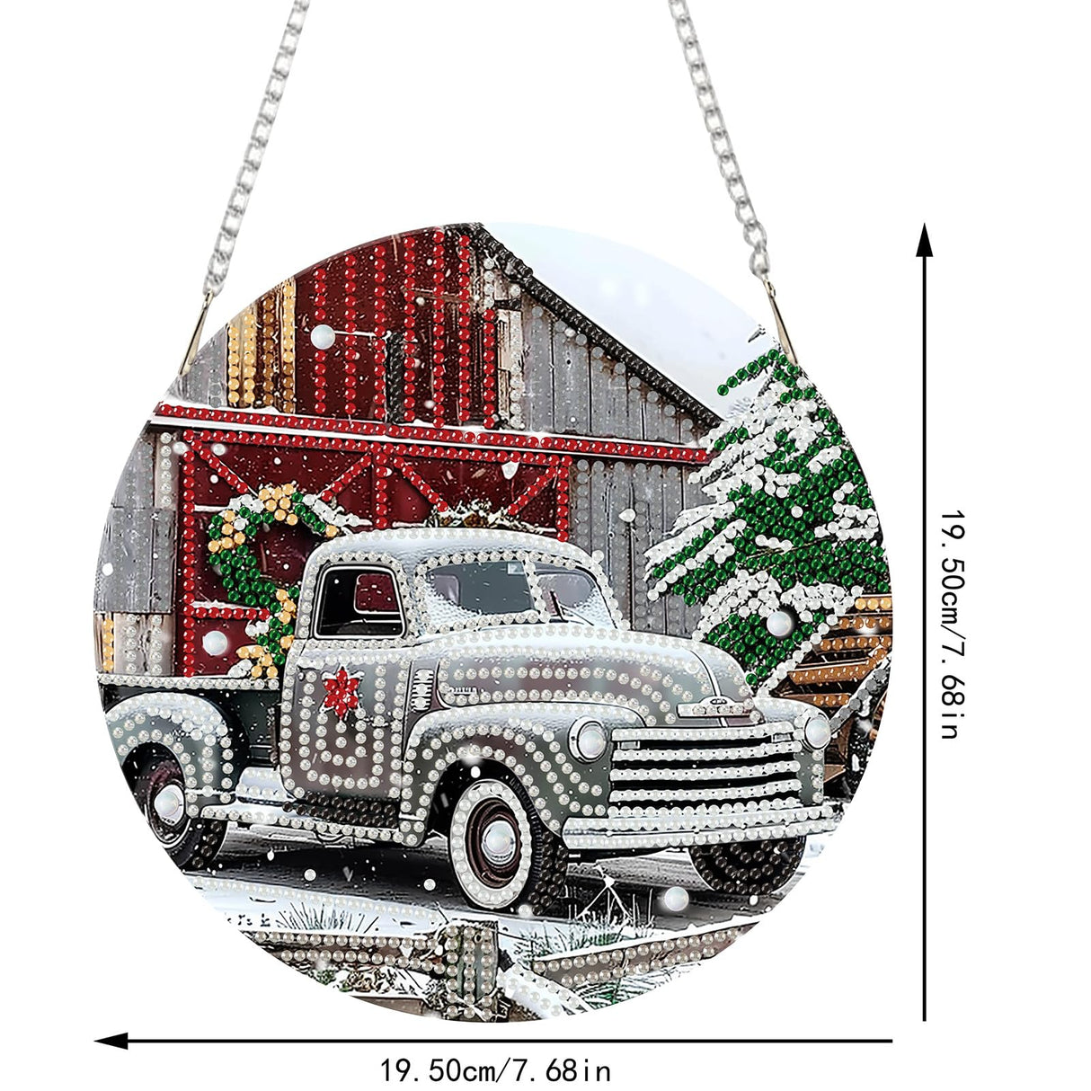 SENQAO Christmas Diamond Art Hanging Kits for Adults Kids, Farmhouse Truck Diamond Art Suncatchers, 5D Special Shape Diamond Painting Pendant Window Ornament Gifts for Home Door Wall Decor SENQAO