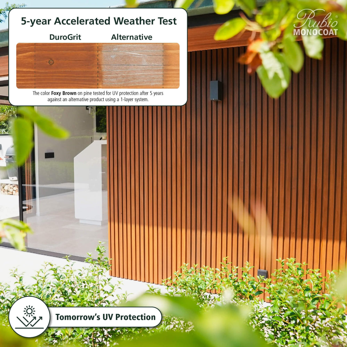 Rubio Monocoat DuroGrit Outdoor Wood Oil, Stain & Sealer, 375 ft² - Foxy Brown | 1 Layer, UV Protection for Deck, Fence & Furniture | 2.5L Rubio Monocoat