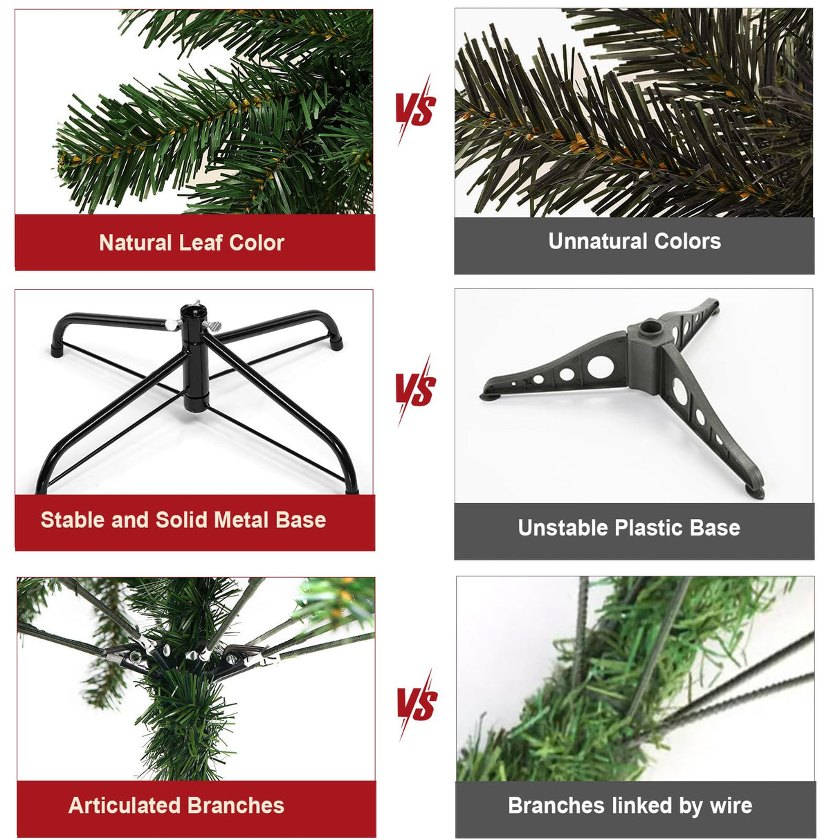 GTPLAYER 6.5ft Christmas Tree Artificial Xmas Tree with 200 Warm LED Lights & 1000 Branch Tip, Premium Pine Tree Party Decorations for Home, Foldable Stand, Easy Assembly GTPLAYER