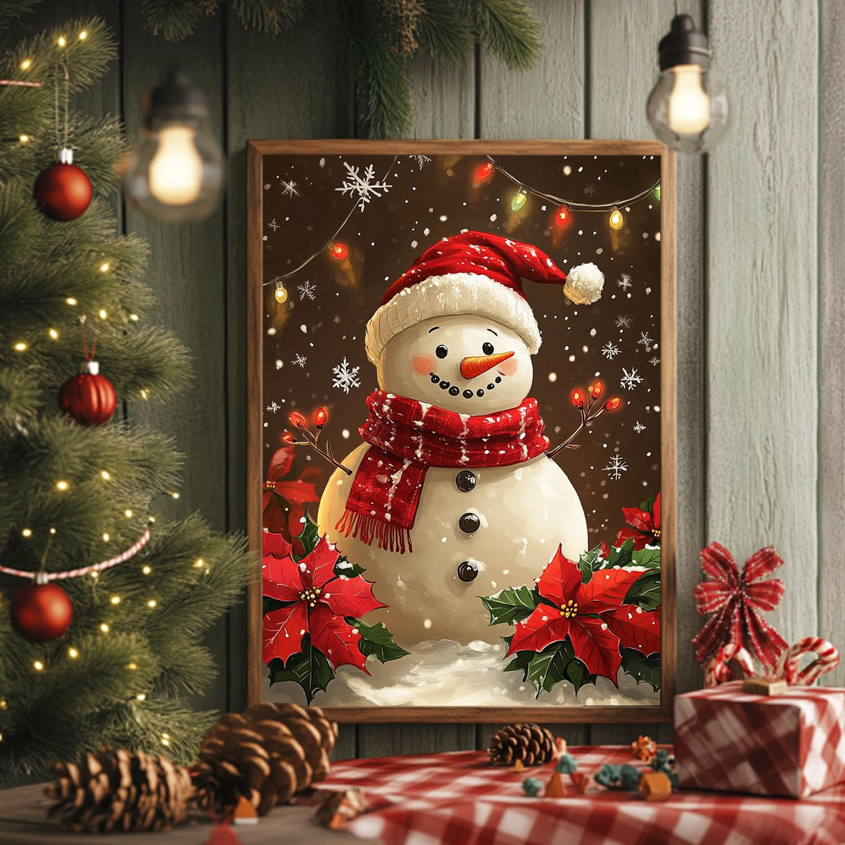 Christmas Paint by Numbers for Adult, Snowman Paint by Numbers Kit for Adults Beginners, DIY Christmas Acrylic Painting on Canvas for Home Wall Art Decor(16x20inch) Mandun
