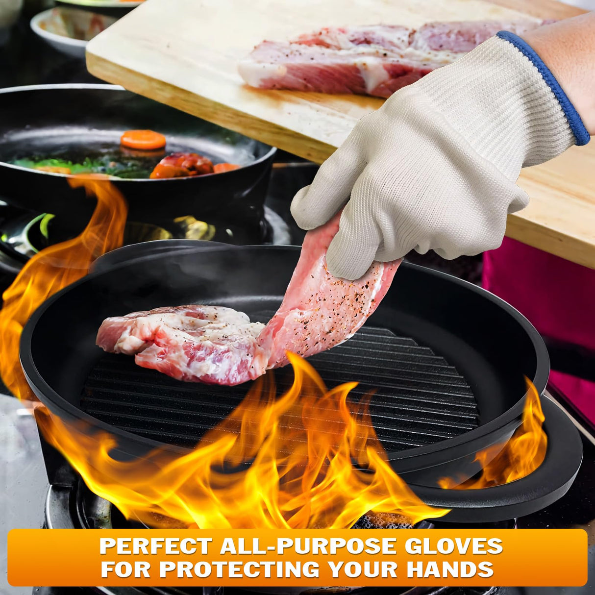 Heat Resistant Gloves for Grilling - Oven Gloves with Fingers 932°F BBQ Gloves Heat Resistant Heat Gloves for Cooking Oven Mitts with Fingers - Grill Gloves Heat Proof for Men Heat Proof Gloves bogo Brands