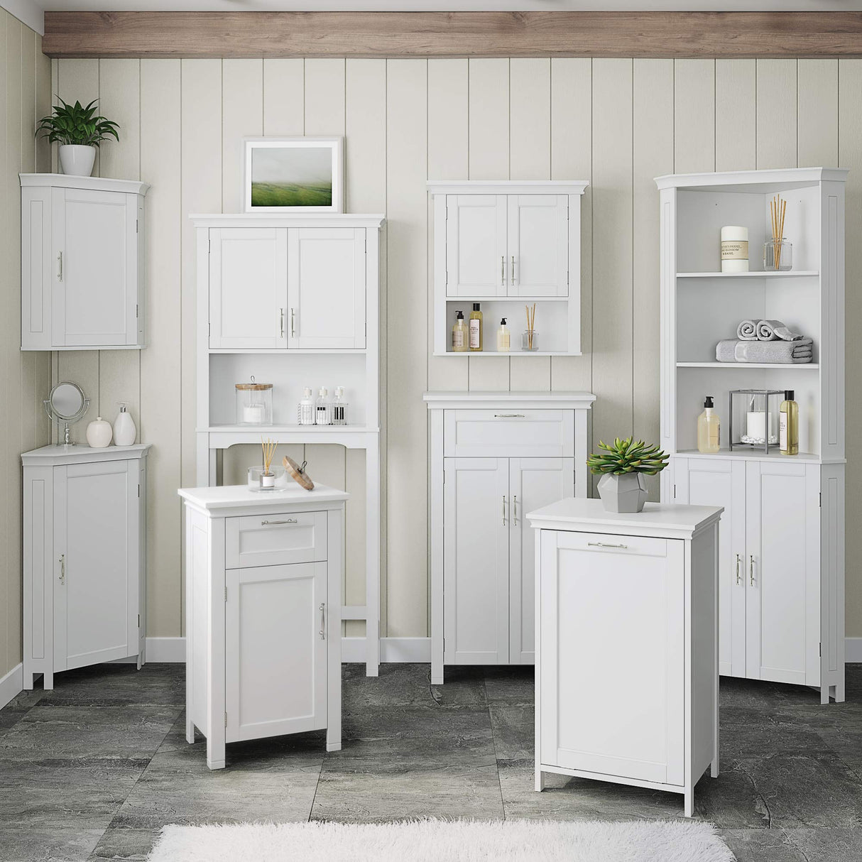 RiverRidge 06-037 Somerset Single Door Floor Storage Cabinet, White RiverRidge