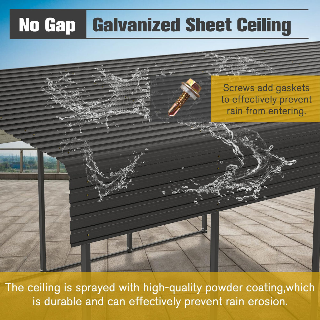 LZbeiteM Car Port, 13x20 FT Metal Carport, Heavy Duty Carport Canopy, Metal Garage Car Tent, Outdoor Car Shelter Shade with Galvanized Steel Roof, Frame, for Car, Truck, Pickup, SUV, Tractor, and Boat LZBEITEM