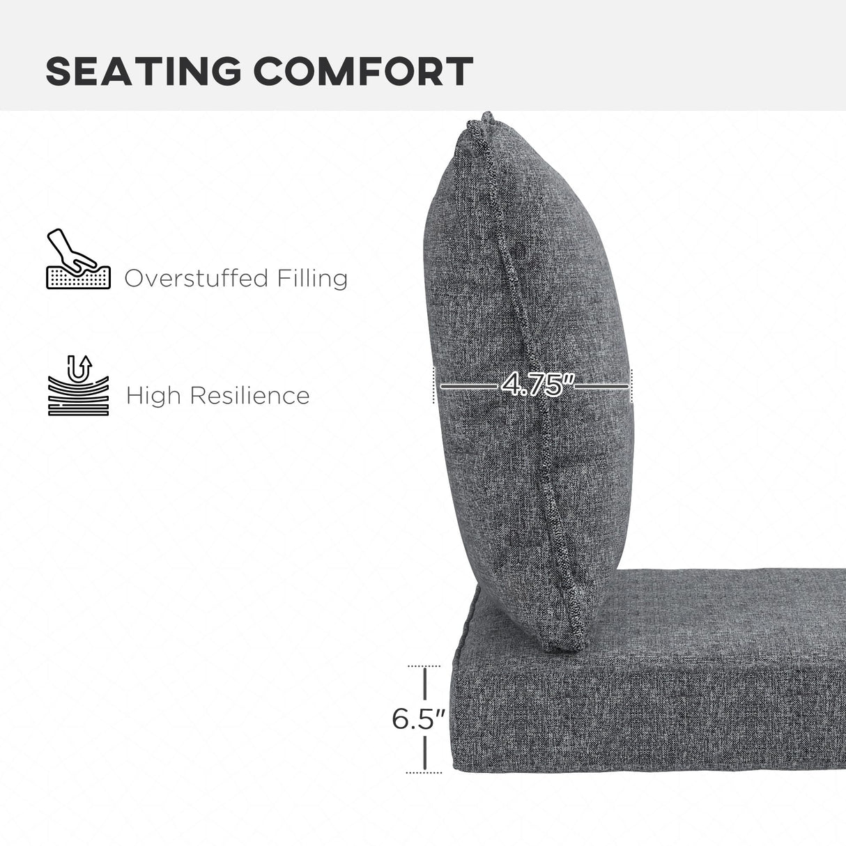 Outsunny 4-Piece Patio Chair Cushion and Back Pillow Set, Seat Replacement Patio, Cushions Set for Outdoor Garden Furniture, Gray Outsunny