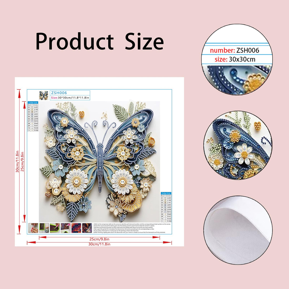 Woteilus Diamond Art Kits for Adults: Stitch Diamond Painting Butterfly for Beginners Special Shaped Animal Butterfly Diamond Art Kits 30 x 30cm, 9.8 x 9.8 inch Woteilus