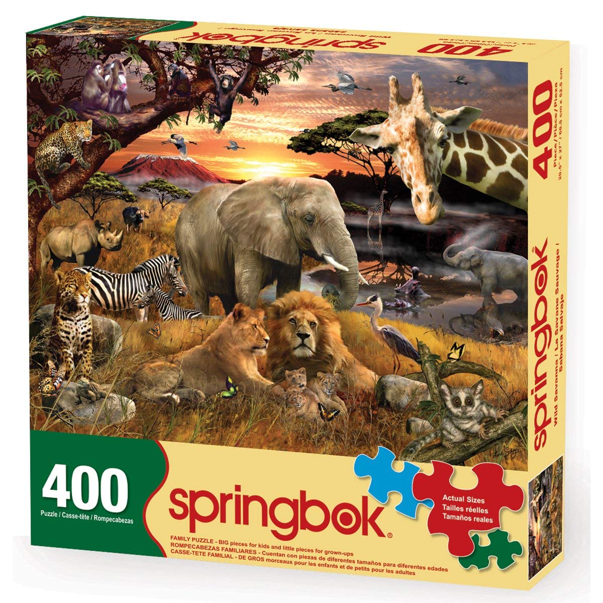 Springbok's 400 Piece Family Jigsaw Puzzle Wild Savanna - Made in USA Springbok