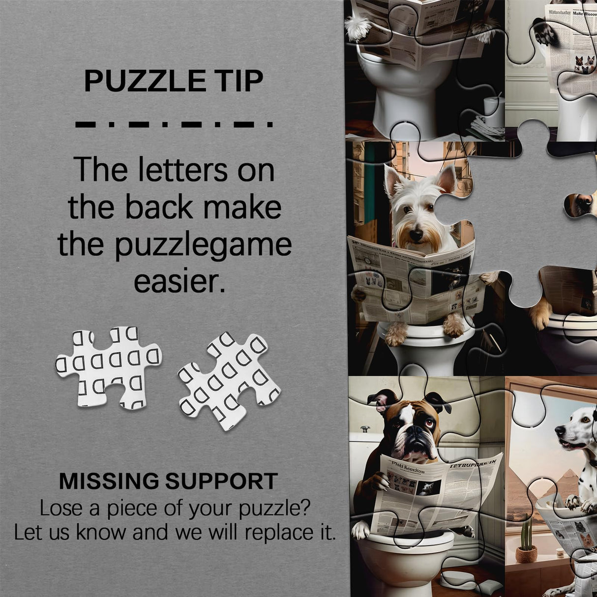 Pooping Dogs Puzzles 1000 Piece for Adults, Animal Jigsaw Puzzles 1000 Pieces, Funny Puppy Puzzles Prank Puzzle Dog Pooping BBOLDIN