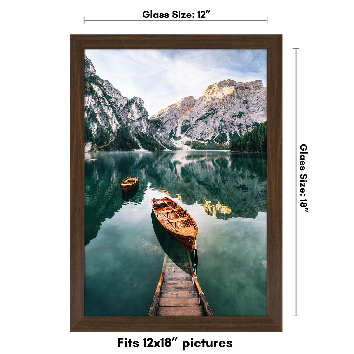 Americanflat 12x18 Poster Frame with Shatter-Resistant Glass - Gallery Style Frame with Engineered Wood - Signature Collection - Photo Frame for Wall Display - Walnut Americanflat