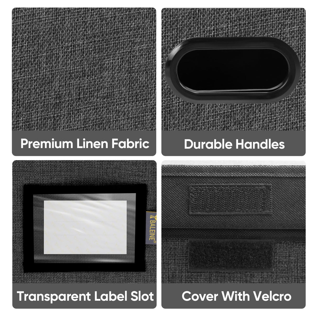 BALEINE File Organizer Box with Lid, Collapsible File Folder Organizer with Plastic Slide, Hanging File Folder Box for Office Document Storage (1 Pack, Black) BALEINE