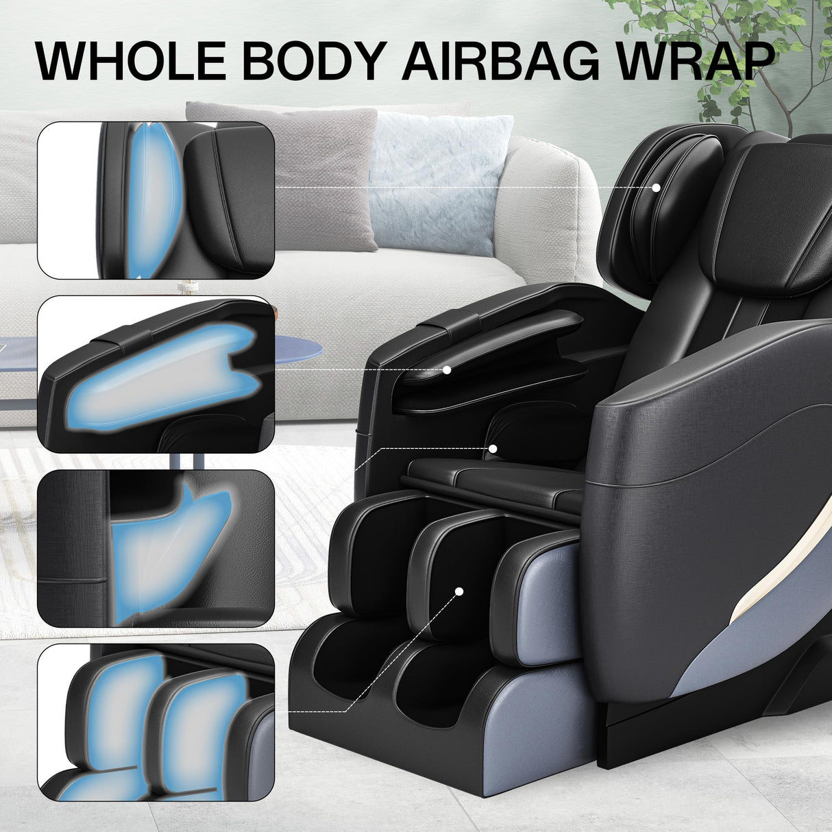 SMAGREHO 2025 Zero Gravity Massage Chair Full Body, with 6 Auto Modes, Foot Massage, Waist Heating, Bluetooth, Black SMAGREHO