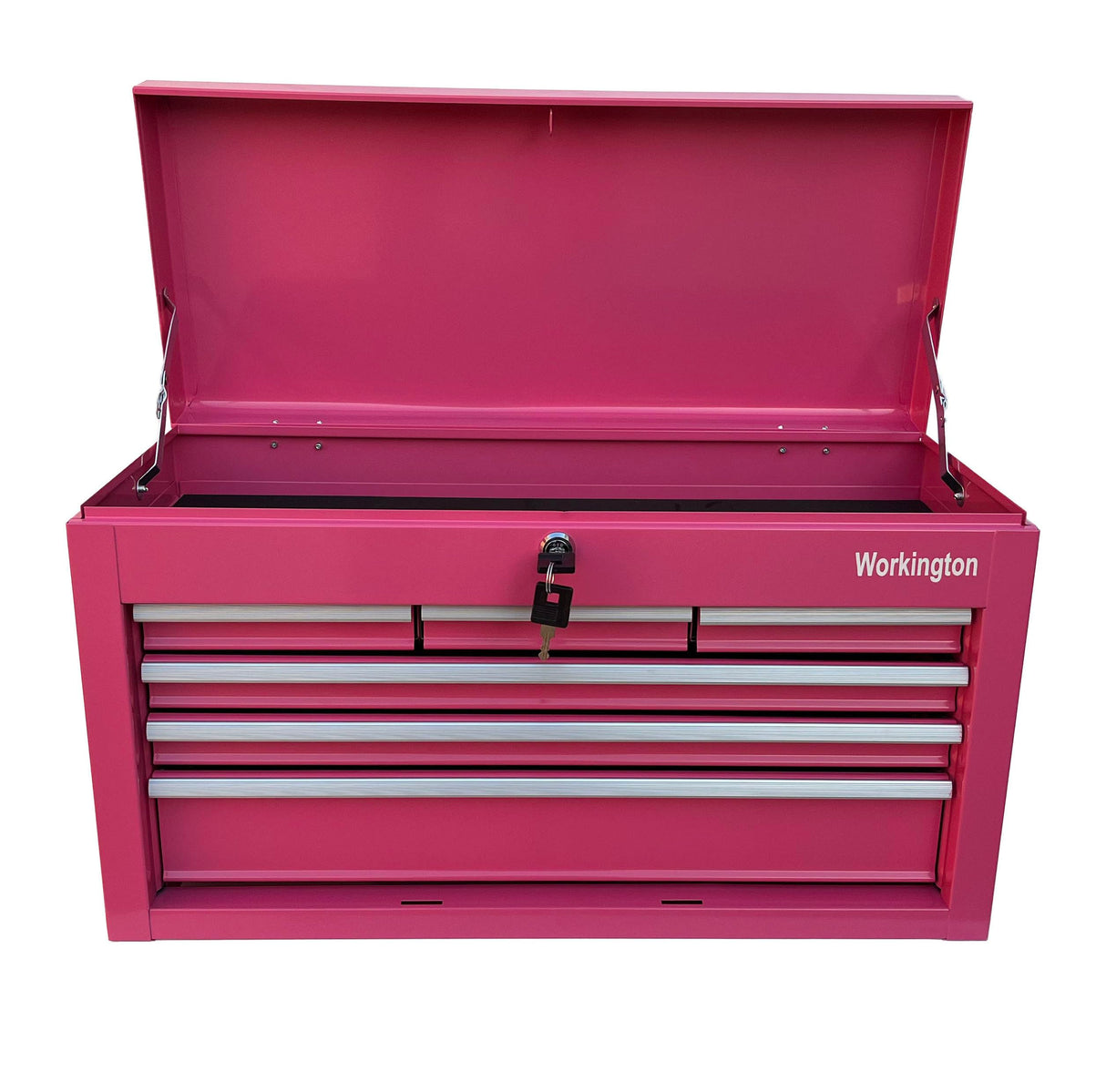 Workington Portable Metal Tool Chest with 6 Drawers, 24" 6-Drawer Tool Chest Cabinet with Ball Bearing Drawer Slides, Steel Tool Storage Box Organizer 4005 Pink Workington