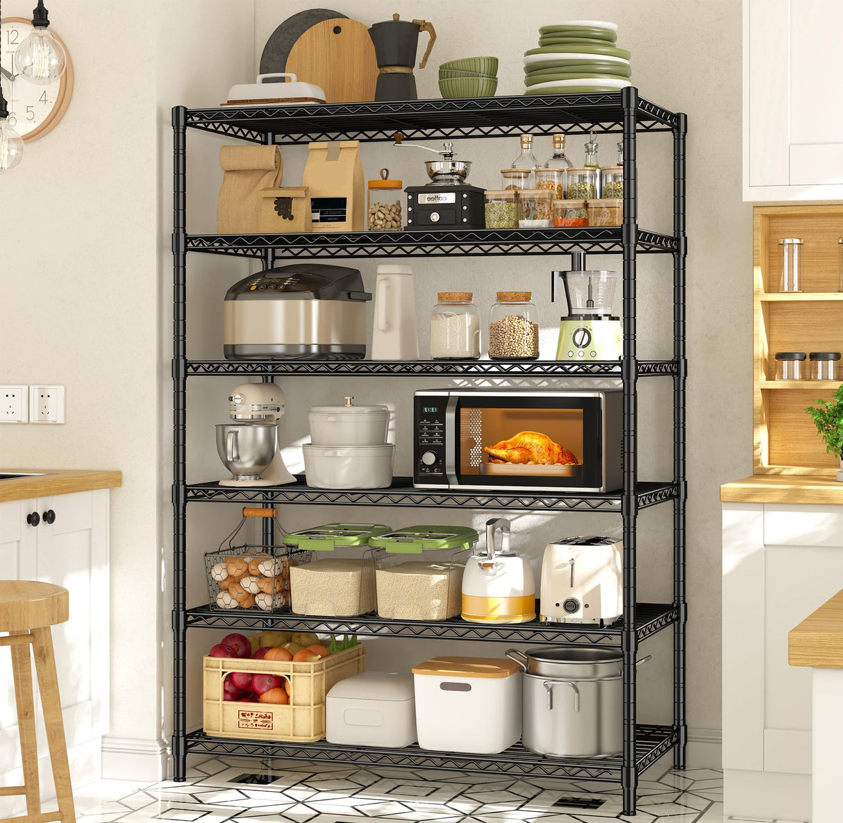 DurayLoly 6 Tier Storage Shelves 75H Adjustable Metal Shelving Rack, 1200LBS Wire Shelving Rack for Storage Unit, Metal Shelves for Pantry Shelves, Garage, Kitchen, 75" Hx 36" Wx 18" D DurayLoly