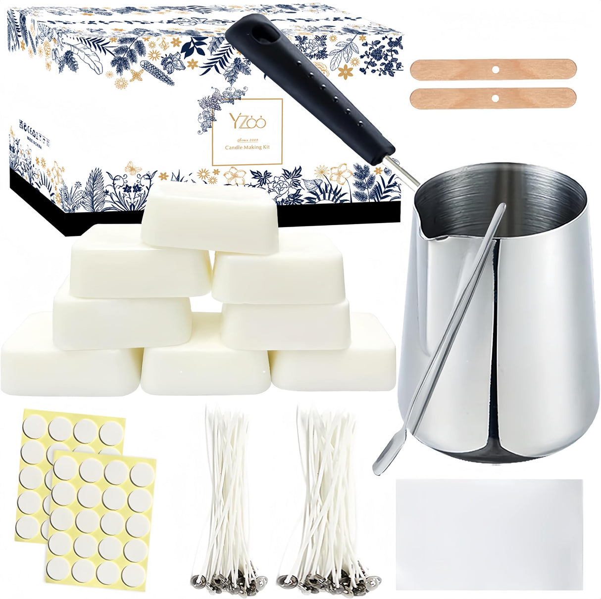 Candle Making Kit for Adults Beginners,Candle Making Supplies Include Soy Wax for Candle Making,Candle Wax Melting Pot,Candle Wicks Stickers,Magic Paper and More-DIY Candle Kit,Full Crafts for Adults Yzoo