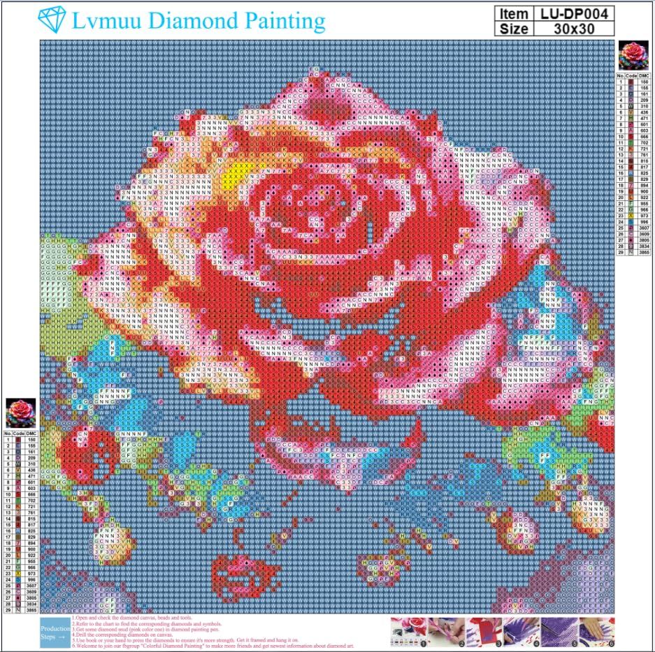 Lvmuu Diamond Painting Kits for Adults Shiny Red Rose, 5D DIY Full Round Drill Floral Diamonds Art Sets for New Beginner Paint with Diamonds Art Crafts Home Decoration 12x12in Lvmuu