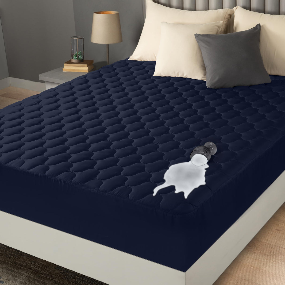 Utopia Bedding Waterproof Mattress Protector, Twin Mattress Pad, Quilted Fitted Cover Stretches up to 16 Inches Deep (Navy) Utopia Bedding