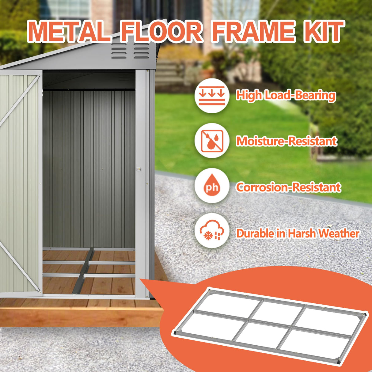 4x10 Ft Outdoor Heavy-Duty Shed, Metal Lean to Shed with Floor Kit and 2 Windows for Tools, Bikes, Patio Equipment, with Left/Right Door Options LZBEITEM