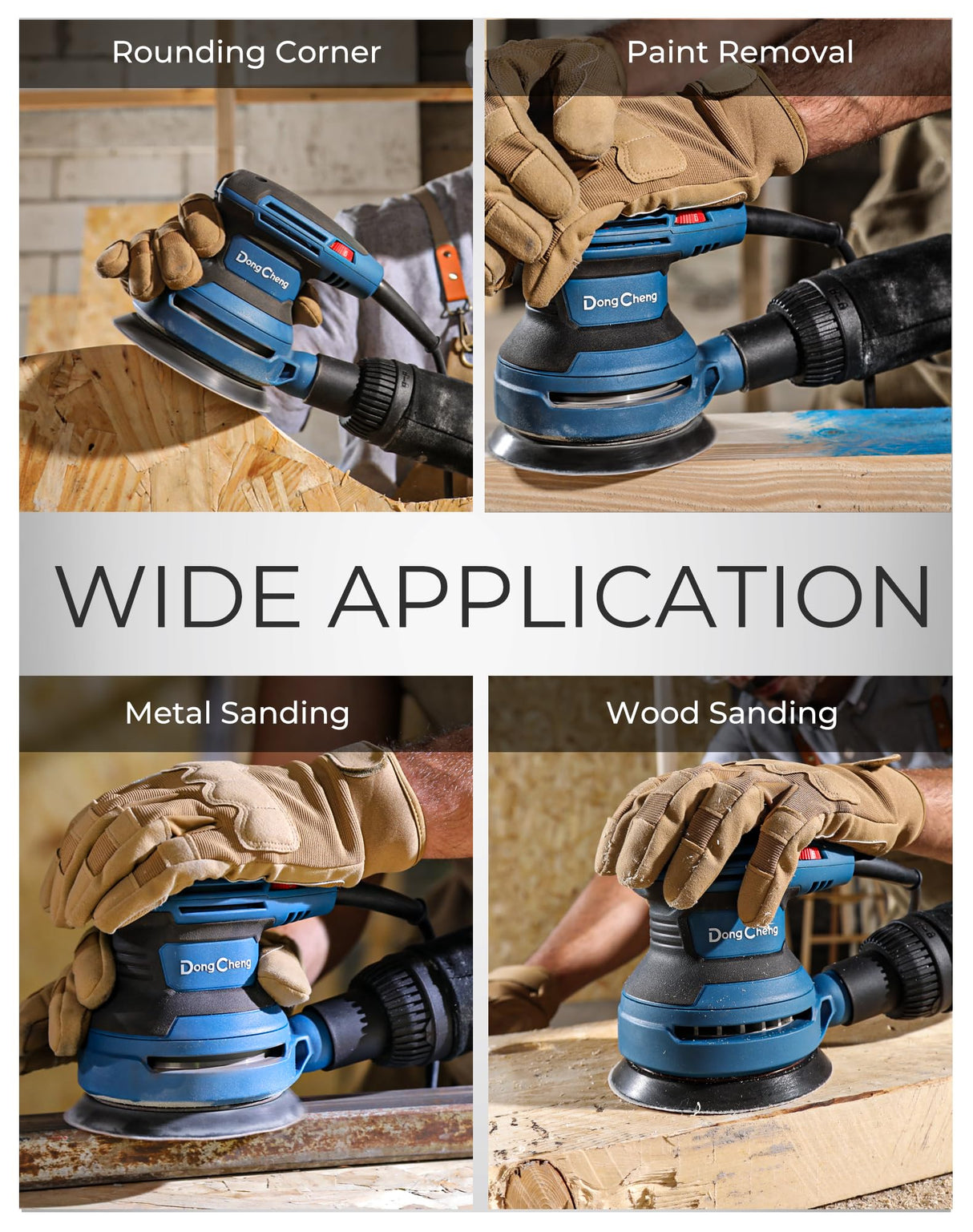 Dong Cheng 5-Inch Random Orbital Sander 380W 12800OPM Electric Palm Sander, 6 Variable Speeds, with 20pcs Sandpaper & Detachable Dust Bag, Power Sander for Woodworking, Sanding & Polishing Dong Cheng