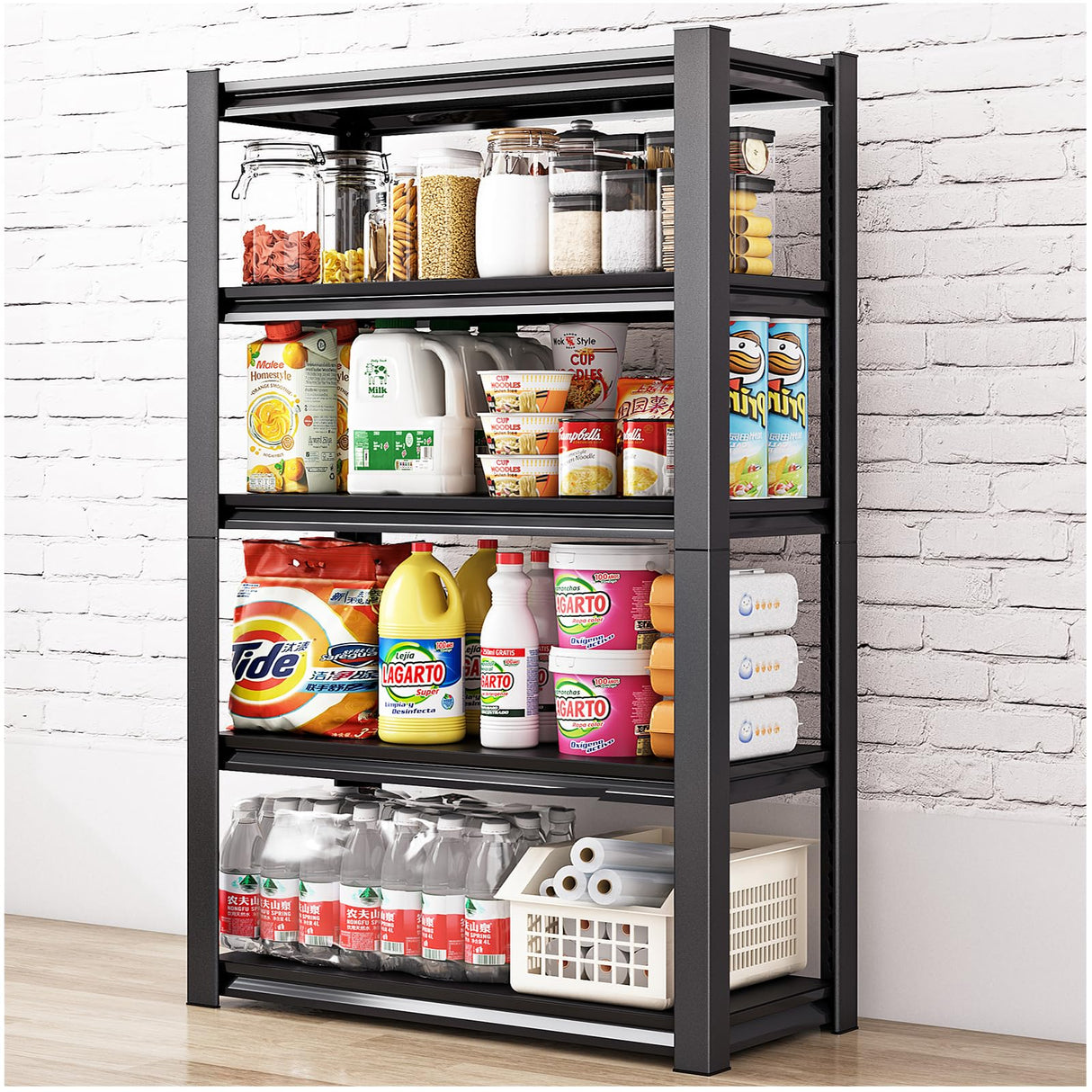 Rufokisa 40in Wide Garage Shelving Heavy Duty,2500lbs Large Loads Adjustable Garage Storage Shelves,All Metal Storage Racks and Utility Rack Shelves, 40”W x 18”D x 72”H (Black) Rufokisa