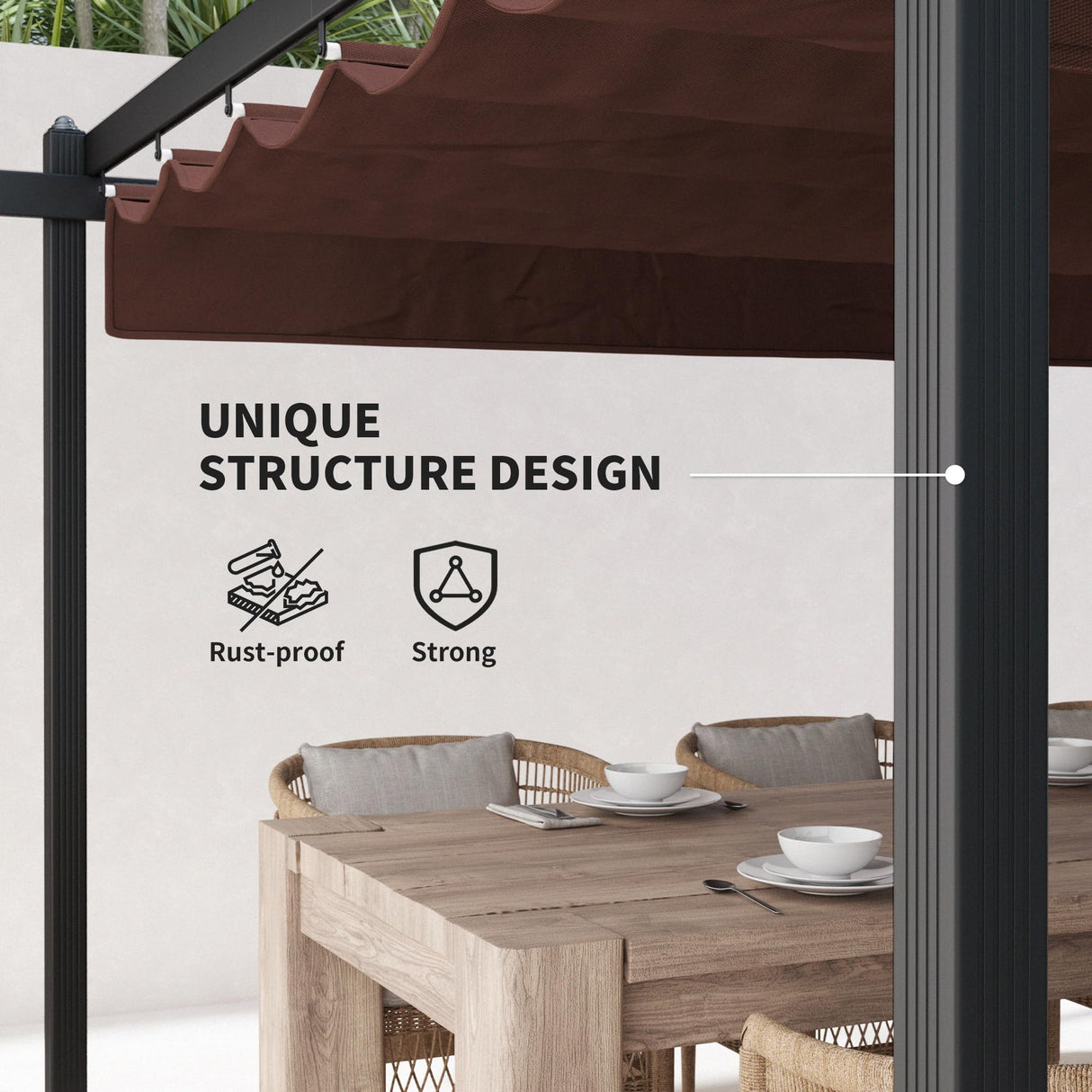 Outsunny 13' x 13' Retractable Pergola Canopy with Stronger Aluminum Frame, Outdoor Pergola Sun Shade Shelter for Garden, Patio, Backyard, Deck, Brown Outsunny