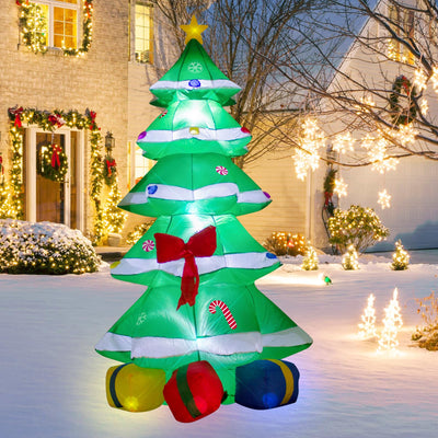 6 Foot Christmas Inflatable Christmas Tree with Gift Box Decoration with LED Lights,Cute Blow up Christmas Tree Indoor Outdoor Decoration - WM - 22