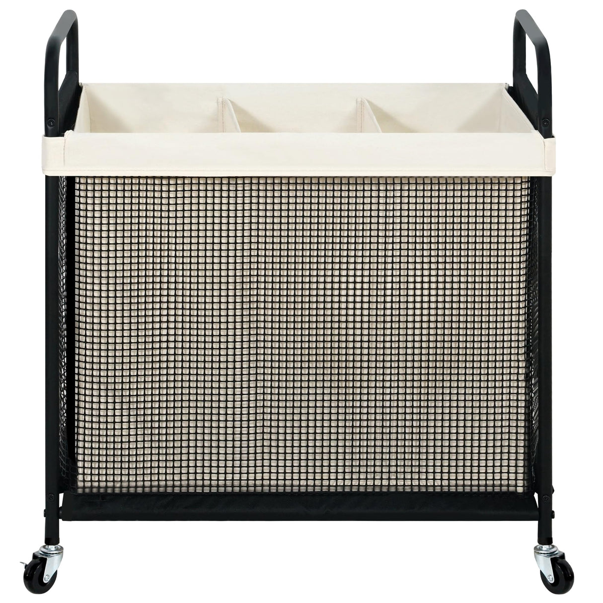 STO STO Laundry Hamper 3 Section, 120L Rolling Laundry Sorter Cart with Removable and Washable Liner Bag, Rolling Clothes Hamper with Metal Handle for Laundry Room and Bedroom STO STO