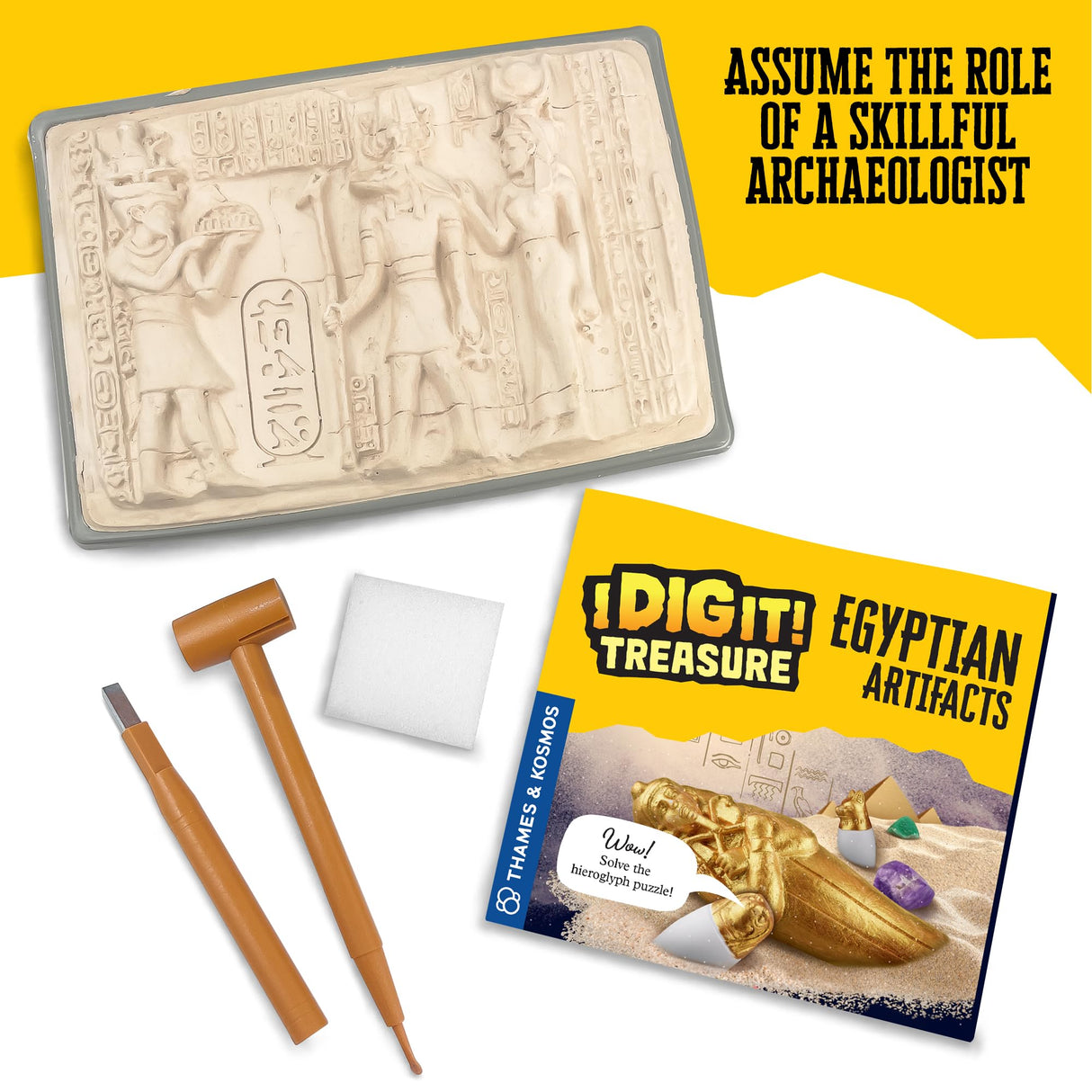 Thames & Kosmos I Dig It! Treasure – Egyptian Artifacts Excavation Kit | Explore Archaeology, Ancient Egypt & Hieroglyphics | Dig Out Collectible Relics & Minerals | Safe, Fun Educational Activity Thames & Kosmos