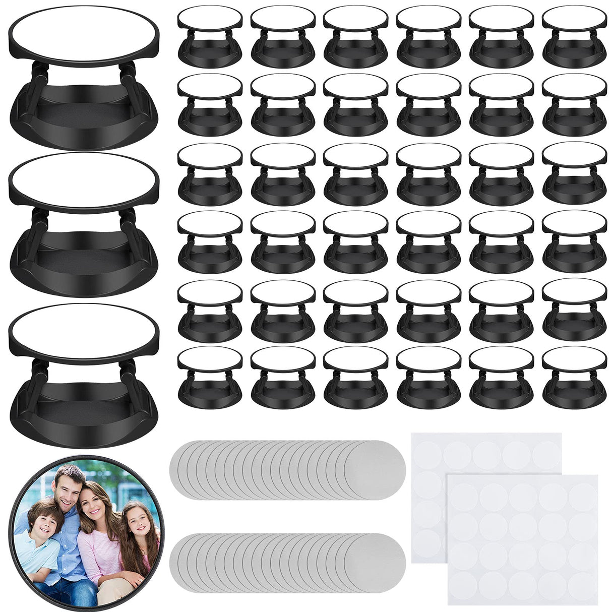 40 Pieces Blank Sublimation Phone Grip Holders Include 40 Collapsible Brackets and Sublimation Aluminum Sheets and Double-Sided Stickers DIY Expanding Finger Stand for Smartphones and Tablets (Black) Frienda