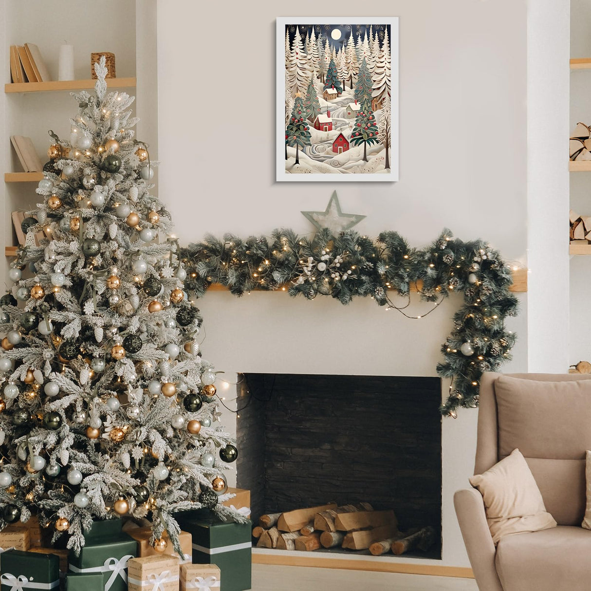 Fullhawl 5d Diamond Painting Kits Christmas for Adult and Beginners, Full Round Diamond Art Kit, 5d Pictures Arts and Crafts for Home Wall Decor, 12 x 16 Inch(Christmas Tree) Fullhawl