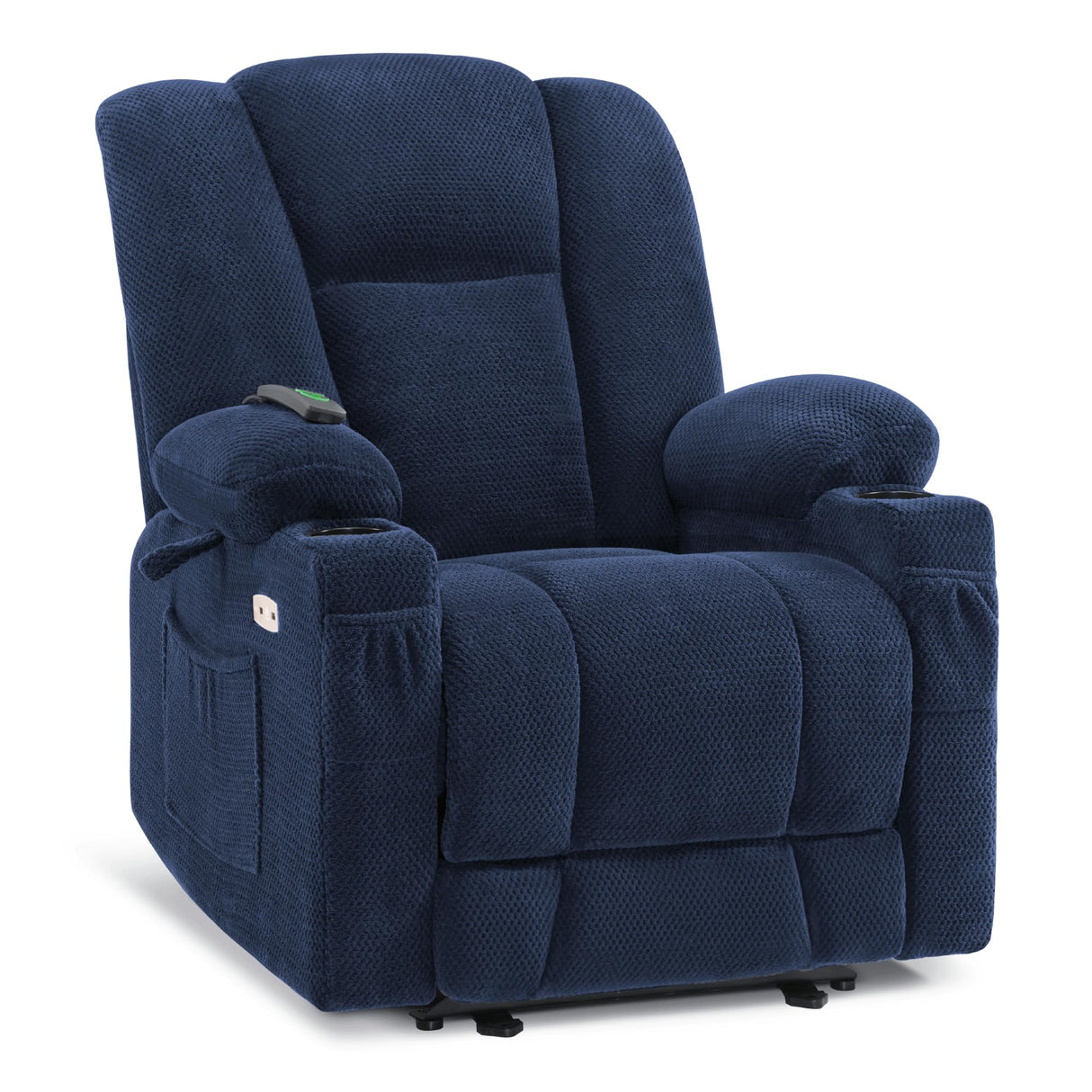 MCombo Zero Gravity Power Recliner Chair with Heat and Vibration Massage, Reclining Chair with USB & Type C Ports, Cup Holders for Living Room, Fabric 8015 (Navy Blue) MCombo
