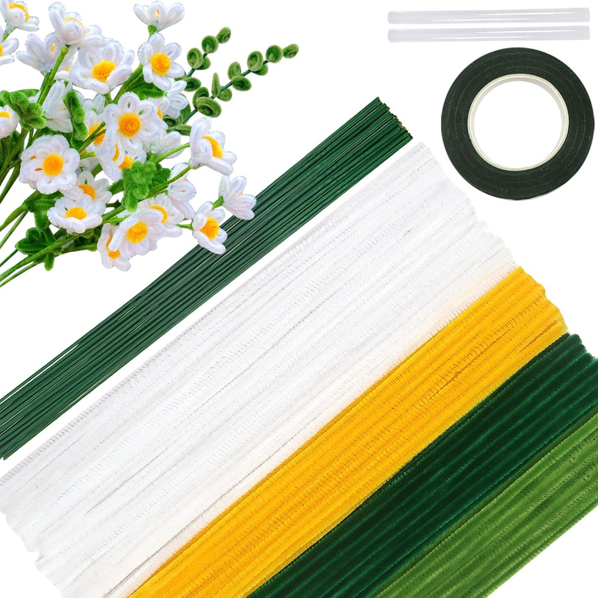 TOAOB 200pcs Pipe Cleaners Craft Supplies DIY Daisy Bouquets Making Kit Mixed Colors Chenille Stems Artificial Flowers Craft Kit for DIY Art and Crafts Party Wedding Home Decorations TOAOB THE ONE AND ONLY BABY
