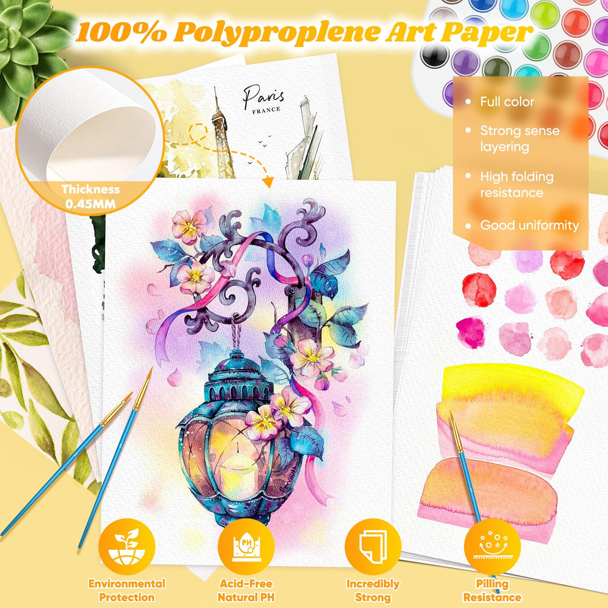 Watercolor Paper Pad, 9"x12" Water Color Paper, Easter Gifts, 20 Sheets Artist Drawing Sketch Book, 140lb/300gsm Art Supplies for Kid Adult, Watercolor Paint Set, Canvas Painting, Journal, Class Stuff Donyang