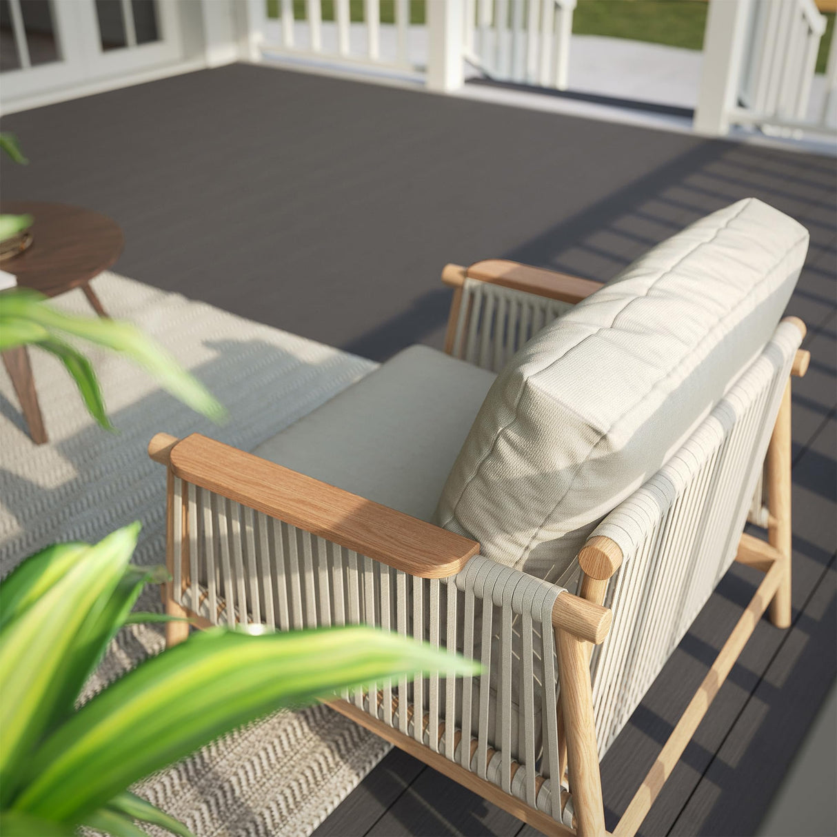 Acanva Modern All-Weather Aluminum Outdoor Patio Sofa with Thick Cushions, Olefin Fabric Sunroom Backyard Furniture, Couch Light Khaki Acanva