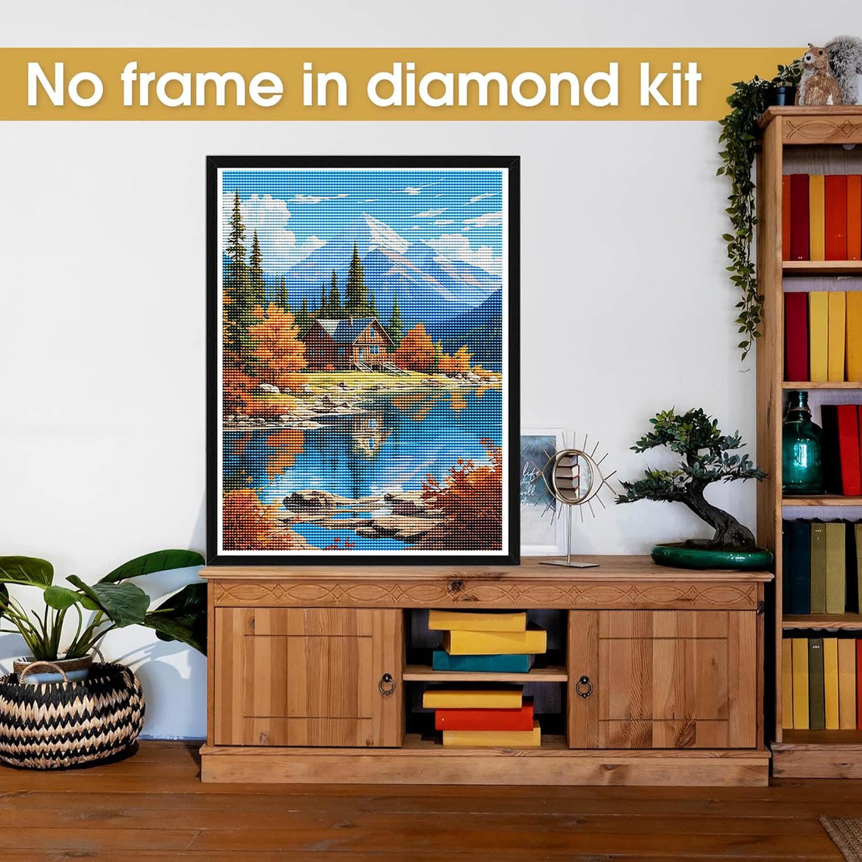 Bimkole 5D Diamond Art Kits for Adults Autumn Scenery, Diamond Painting Rivers Trees, Full Drill DIY Rhinestone Embroidery Diamond Art Kits Cross Stitch Home Wall Craft Decor 12x16 Inch Bimkole