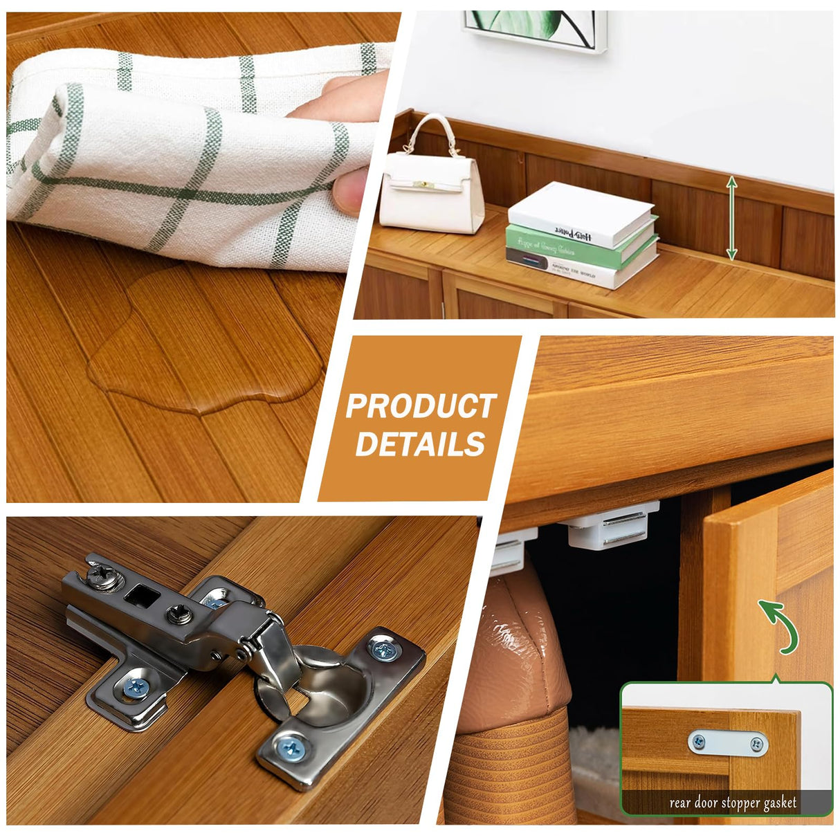 sasygfi Bamboo Shoe Storage Cabinet with Doors, 7 Tier Freestanding Shoes Heels Sneakers Shoe Rack Shelf for 36-40 Pairs, Entryway Shoe Cabinet with Drawers for Hallway Living Room sasygfi