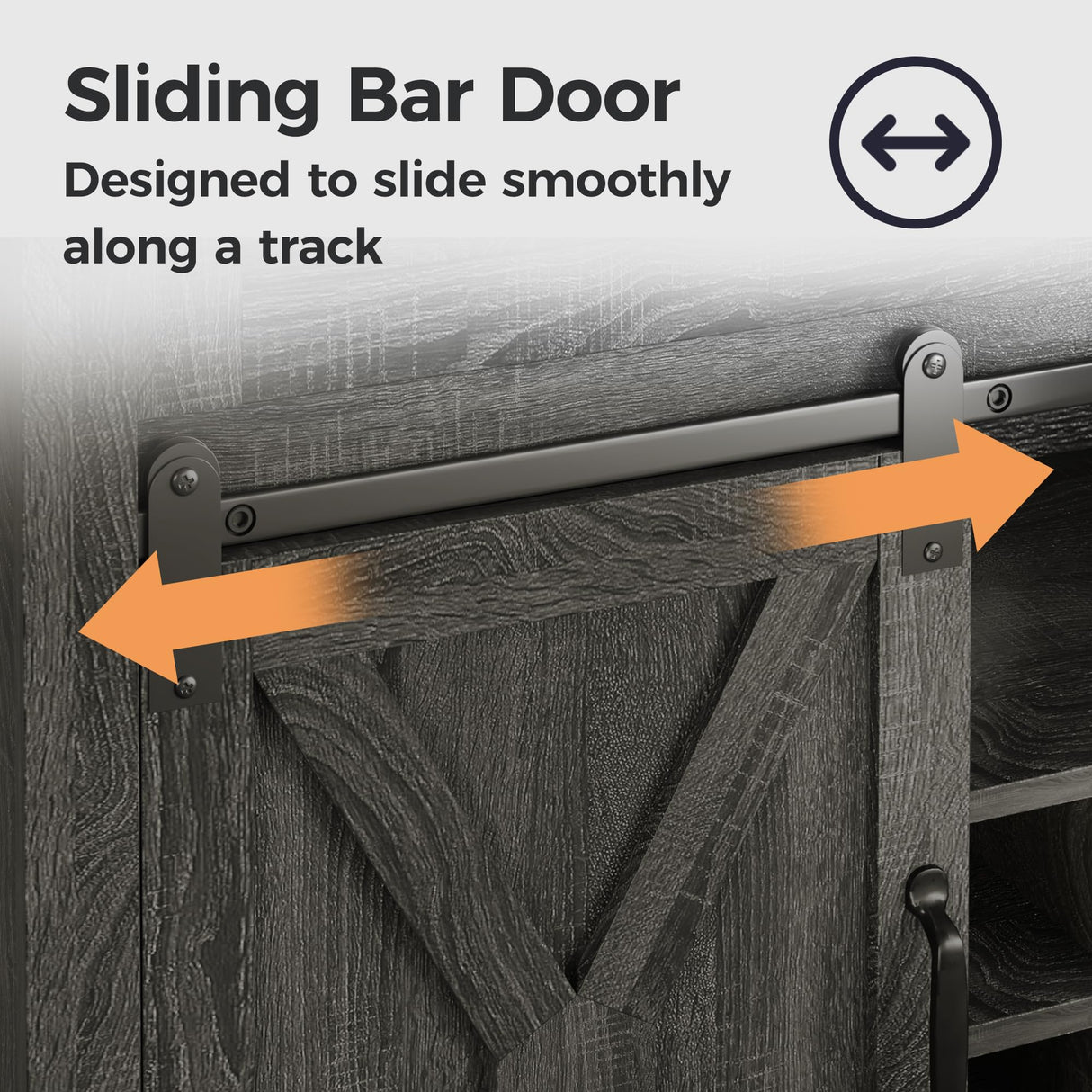 RoyalCraft 52'' Wine Bar Cabinet with Storage, Farmhouse Liquor Coffee Bar Cabinet for Home, Large Buffet Table with Drawers, Sliding Barn Door, Wine & Glass Rack, Dining Room, Rustic Dark Grey RoyalCraft