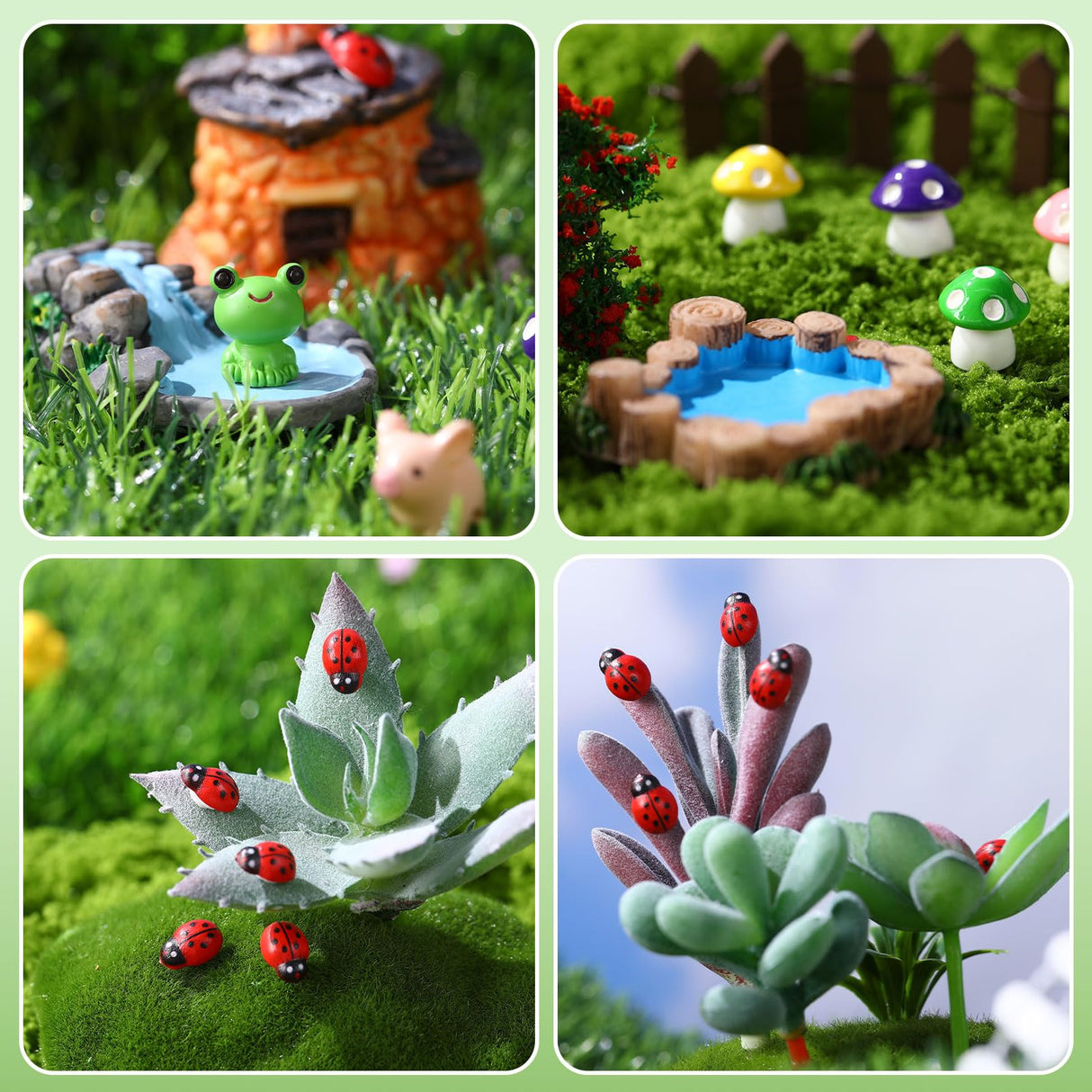 WinnerWhy 116 Pcs Fairy House Accessories Kit Miniature Garden Accessories Terrarium Decoration Mini Diorama Figurines Miniature Landscape Trees Simulated Succulents for DIY Garden Doll House Craft WinnerWhy