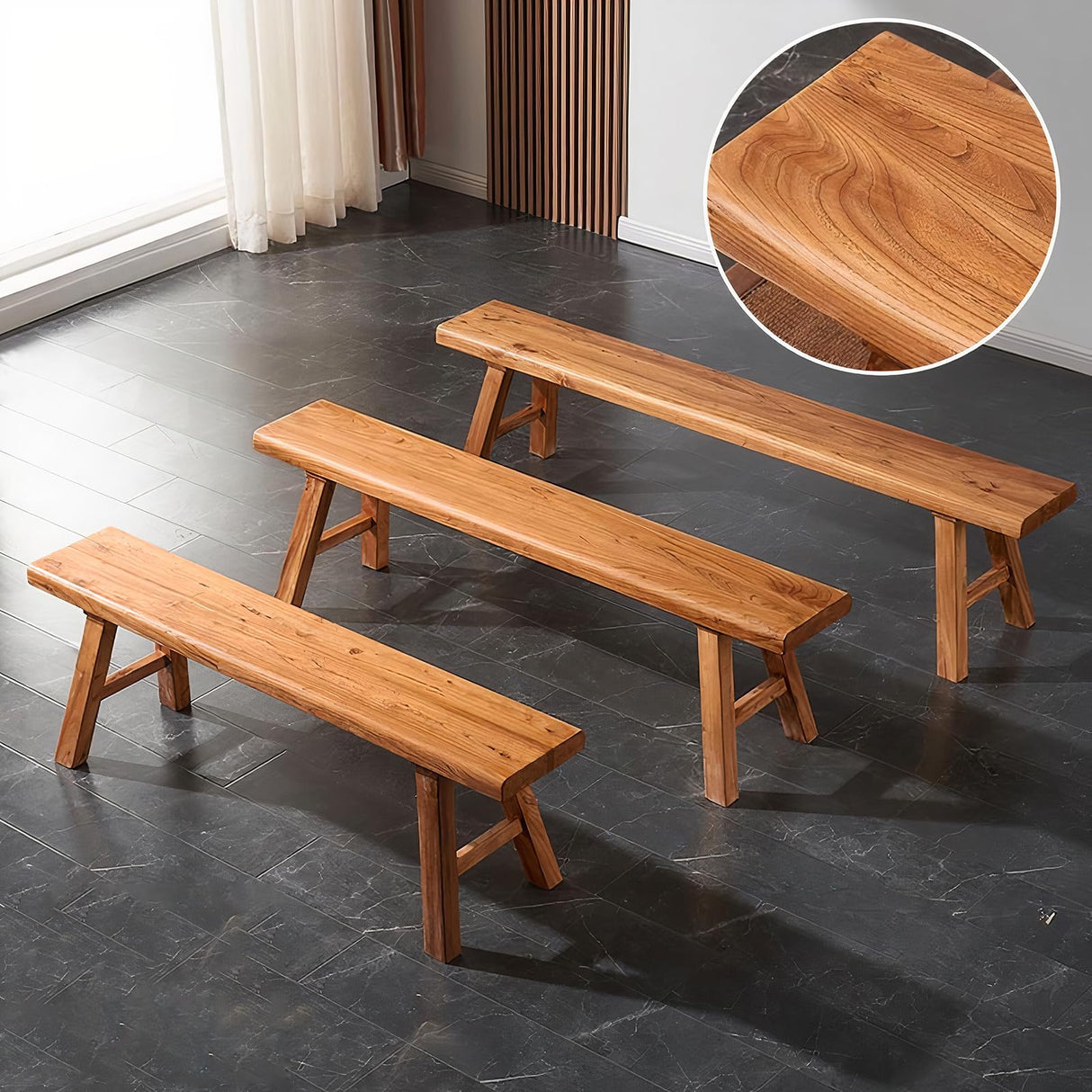 ZPrestiCraftbl Farmhouse Wood Bench Indoor - 31.5 Inch entryway Bench, Natural Solid Wood, Durable and Sturdy, Suitable for Dining Room, Bedroom, Porch and Other Narrow Spaces ZPrestiCraftbl