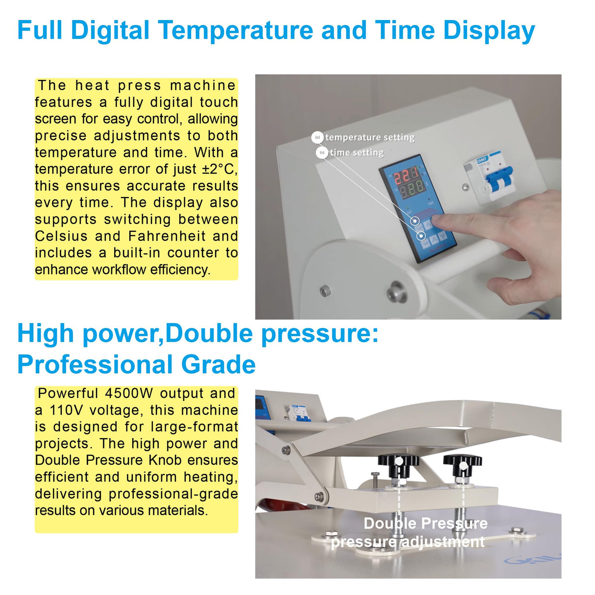 ZJBFXY88 24x32 Large Format Manual Heat Press Machine, Single Platen, Double Pressure Rods, 110V, 4500W (No Plug) (Grey, 24 x 32'' (60 x 80cm)) ZJBFXY88