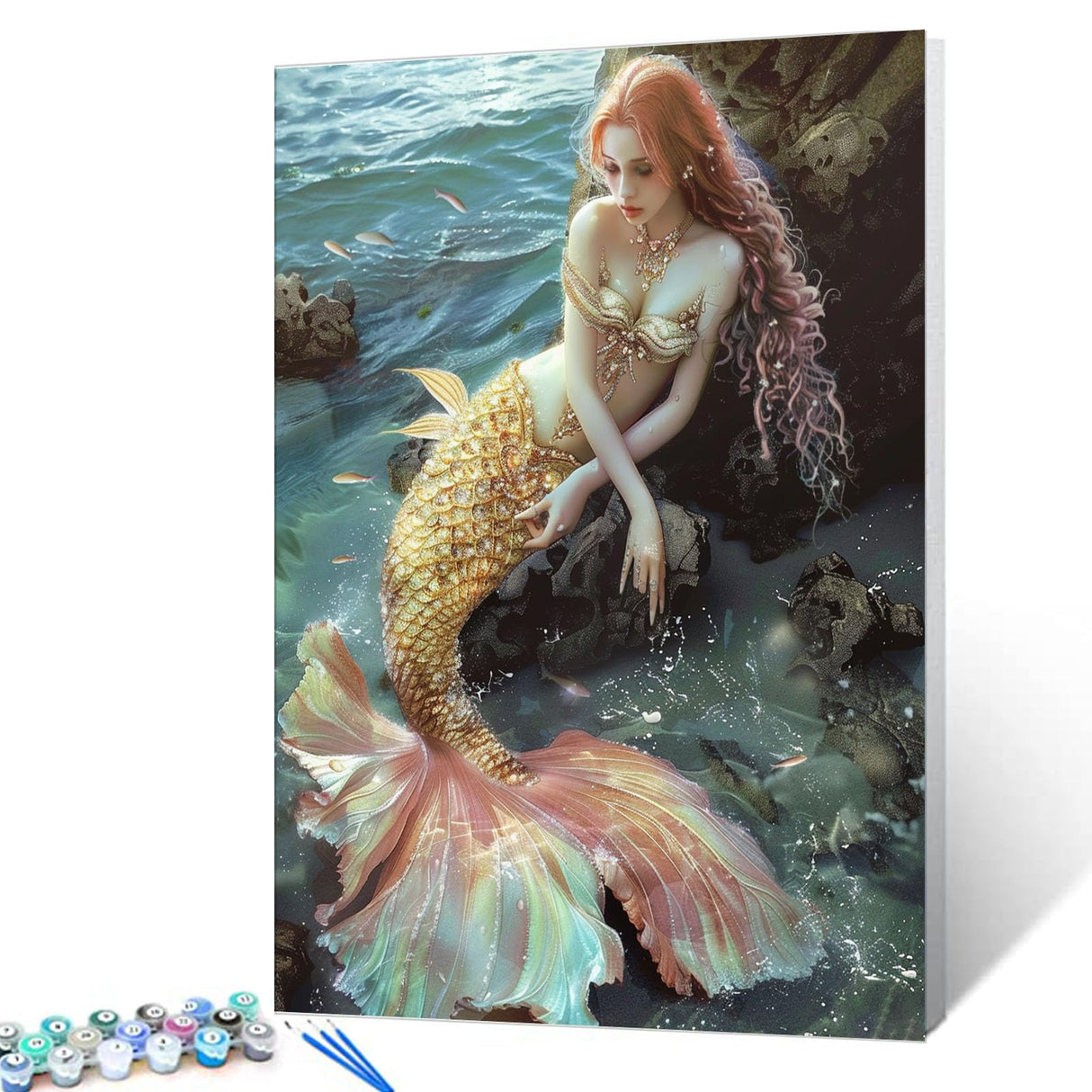 Tucocoo Lady Mermaid Paint by Numbers Kit for Beginner Ocean Princess Paint by Numbers Adult Mermaid Girl of The Sea Gift for Friends and Family Ideal Gift Choice 16x20 Inches (Without Frame) Tucocoo