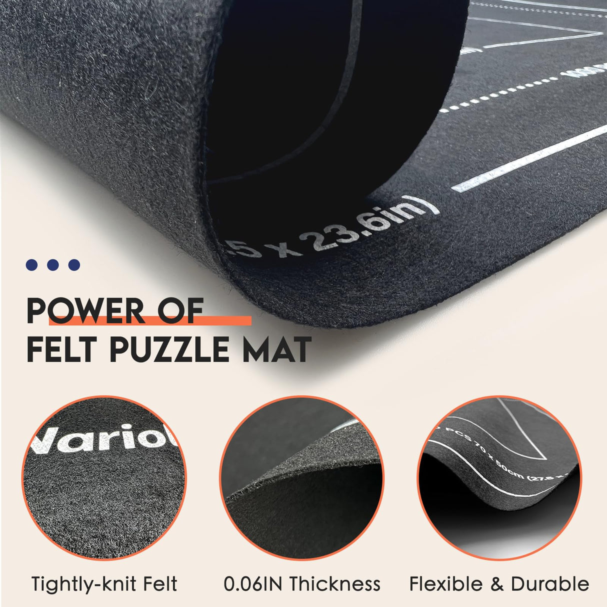 Nariolar Rubber and Felt Jigsaw Puzzle Mat Roll Up, Nariolar 47 x 26 Inch Portable Non-Slip Puzzle Roll-Up Mat for 500/1000/1500 Piece Jigsaw Puzzles, Pack of 2 Mats Nariolar