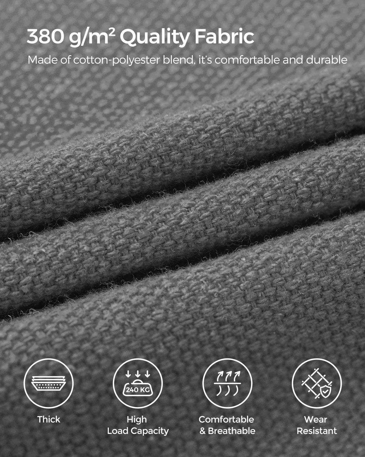 SONGMICS Double Hammock with Stand, 82.7 x 59.1 Inches, 529 lb Load Capacity, Portable Hammock, for Terrace, Balcony, Garden, Outdoor, Camping, Black and Gray UGHS001G01 SONGMICS