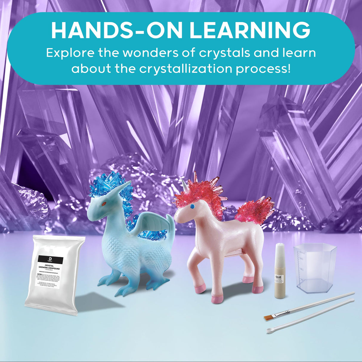 Discovery #MINDBLOWN Dragon & Unicorn Crystal Grow Kit DIY STEM Activity Set Educational Arts & Crafts for Kids Children's Chemistry & Science Learning Toy Fun & Safe Science Project Gift Ages 8+ Discovery Kids