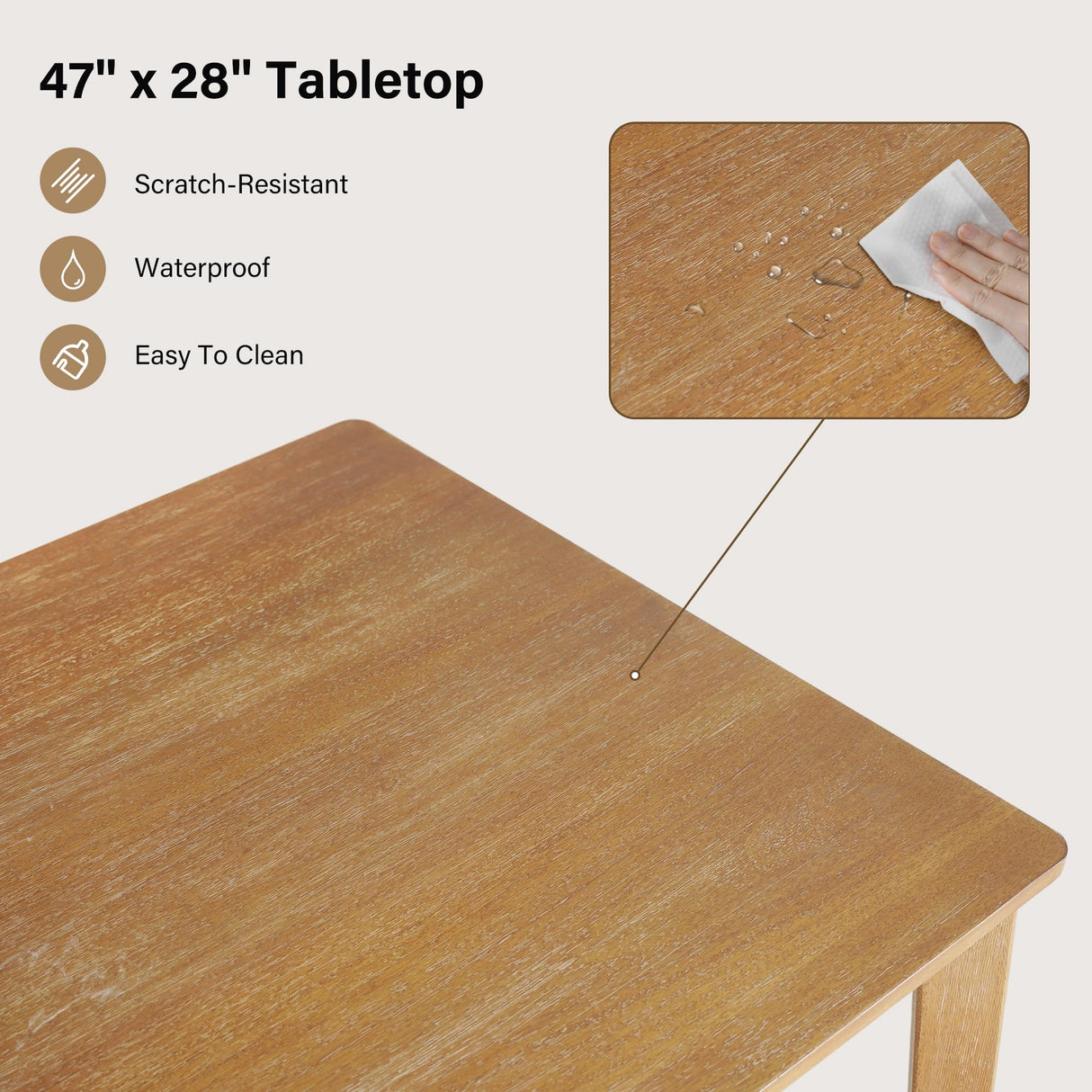 Modern Dining Table Set for 4, Wooden Farmhouse Dining Roon Table and Solid Wood Chairs, 7-Piece Dining Set for Home, Kitchen, Dining Room, 6 Upholstered Chairs, Solid Wood Legs SIMTONAL