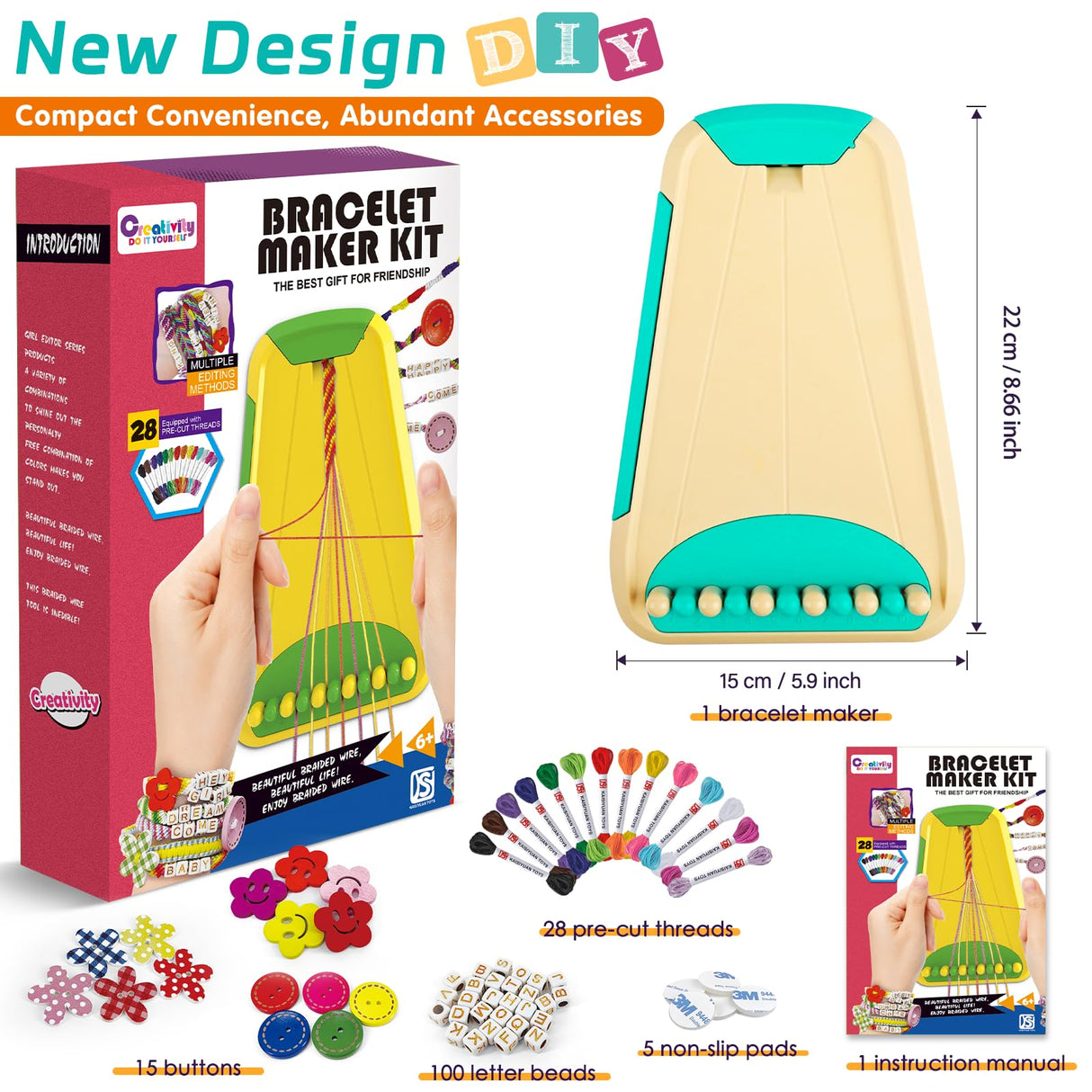 Arts and Crafts for Kids Ages 8-12,Friendship Bracelet Making Kit for Girl,Kids Jewelry Making Kit with 28 Pre-Cut Threads,Christmas Birthday Gifts for Ages 6 7 8 9 10 11 12 Year Old Cyan Maynacs