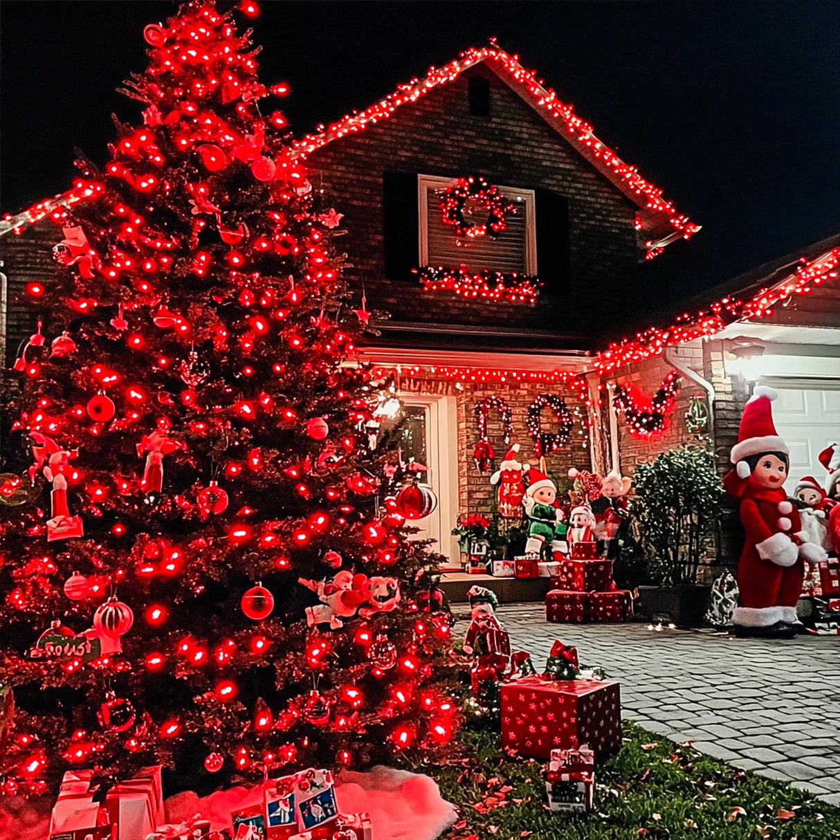 JMEXSUSS Red Christmas Decor Lights Clear Wire, 66ft 200 LED Red Christmas String Lights Outdoor Indoor, 8 Modes Red String Twinkle Fairy Lights Plug in for Christmas Tree Room Party Xmas Decorations JMEXSUSS